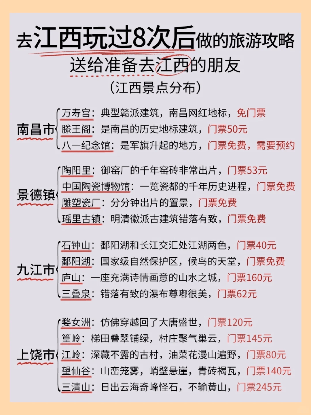 江西旅游景点攻略，江西旅游攻略自由行，江西旅游攻略