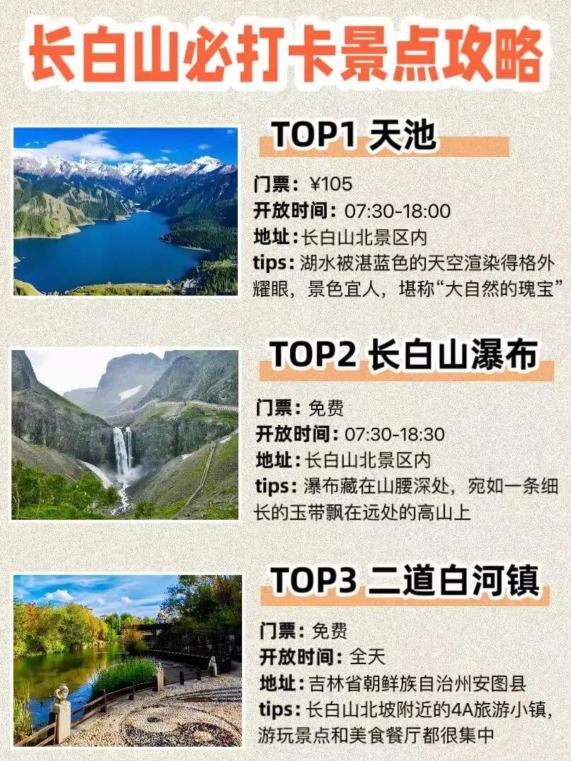 长白山旅游攻略必去景点-长白山旅游攻略*时间